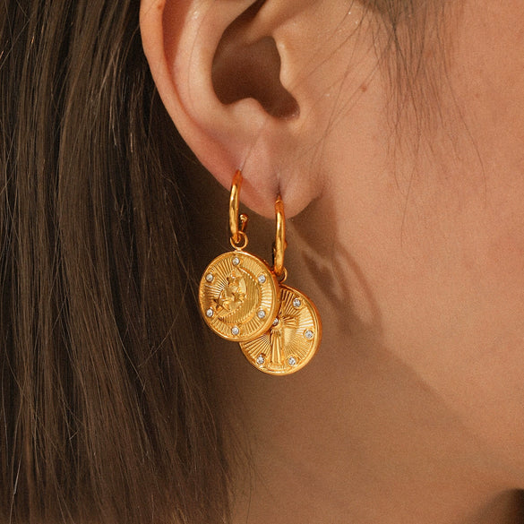 Wholesale Minimalist Geometric Star Shape Diamond Stainless Steel Earrings For Women