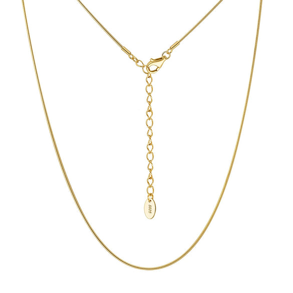 Wholesale Minimalist Geometric 925 Sterling Silver Round Snake Chain Necklace With Electroplating