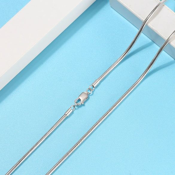 Wholesale Minimalist Geometric 925 Sterling Silver Round Snake Chain Necklace With Electroplating