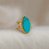 Wholesale Minimalist Geometric Style Women's Open Ring Natural Stone Stainless Steel 18K Gold Plated Jewelry