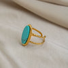 Wholesale Minimalist Geometric Style Women's Open Ring Natural Stone Stainless Steel 18K Gold Plated Jewelry