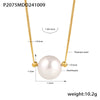 Wholesale Minimalist Geometric Titanium Steel And Shell Beads Single Large Bead Pendant Necklace With Electroplating For Women