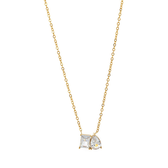 Wholesale Minimalist Geometric Titanium Steel Birthstone Horse Eye Pendant O Word Chain Necklace With Electroplating