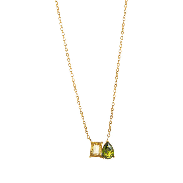 Wholesale Minimalist Geometric Titanium Steel Birthstone Horse Eye Pendant O Word Chain Necklace With Electroplating