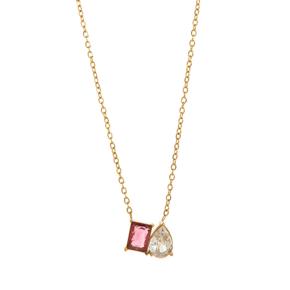 Wholesale Minimalist Geometric Titanium Steel Birthstone Horse Eye Pendant O Word Chain Necklace With Electroplating
