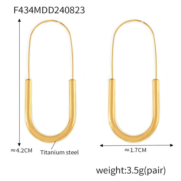 Wholesale Minimalist Geometric 316L Stainless Steel Earrings With Golden Pinshaped Ear Hook Electroplated 18K True Gold For Women