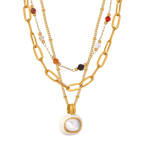 Wholesale Minimalist Geometric Titanium Steel Gold Plated Pendant Necklace For Women