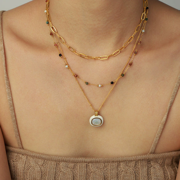 Wholesale Minimalist Geometric Titanium Steel Gold Plated Pendant Necklace For Women
