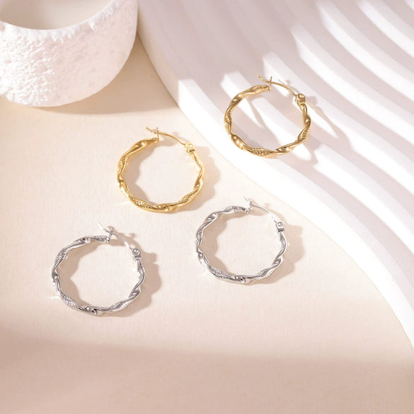 Wholesale Minimalist Geometric Titanium Steel Hoop Earrings With Electroplating Unisex Style