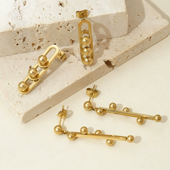Wholesale Minimalist Geometric Titanium Steel 14K Electroplated Earrings For Women With Stainless Steel Ear Needles