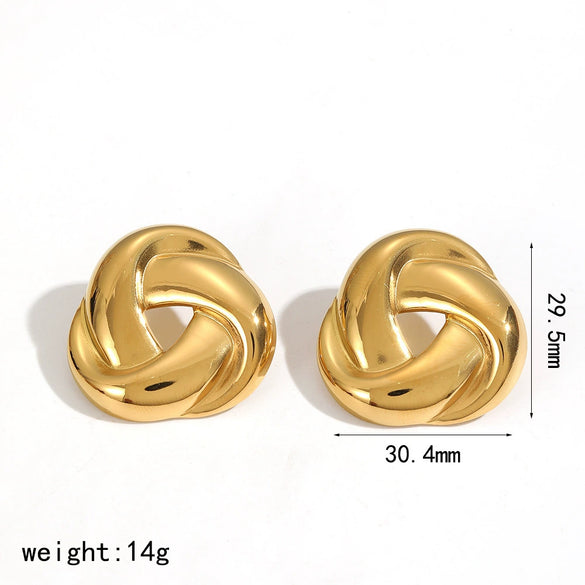Wholesale Minimalist Geometric Twisted Stainless Steel 18K Gold Plated Earrings For Women