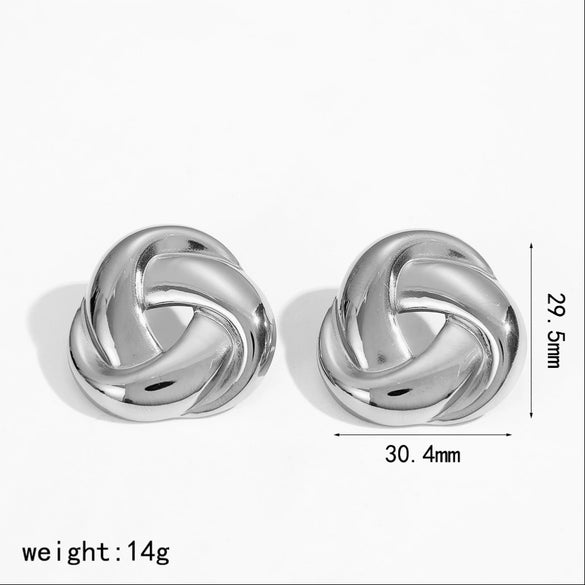 Wholesale Minimalist Geometric Twisted Stainless Steel 18K Gold Plated Earrings For Women