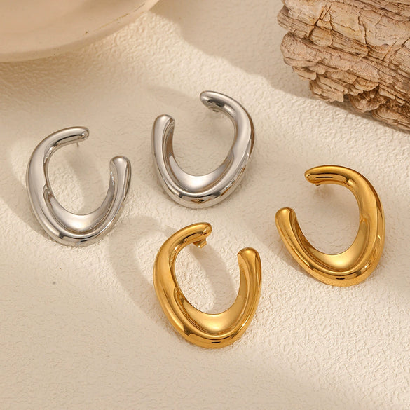 Wholesale Minimalist Geometric Ushaped Stainless Steel Electroplated Women's Earrings