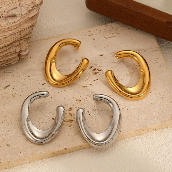 Wholesale Minimalist Geometric Ushaped Stainless Steel Electroplated Women's Earrings