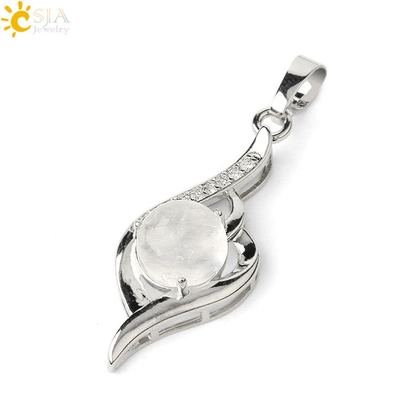 Wholesale Minimalist Heart Shaped Natural Crystal Stone And Zircon Silver Clavicle Pendant Necklace