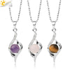Wholesale Minimalist Heart Shaped Natural Crystal Stone And Zircon Silver Clavicle Pendant Necklace