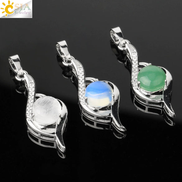 Wholesale Minimalist Heart Shaped Natural Crystal Stone And Zircon Silver Clavicle Pendant Necklace