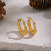 Wholesale Minimalist Hemp Texture Ushaped Stainless Steel Stud Earrings For Women With Pvd Furnace Vacuum Real Gold Plating