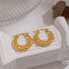 Wholesale Minimalist Hemp Texture Ushaped Stainless Steel Stud Earrings For Women With Pvd Furnace Vacuum Real Gold Plating