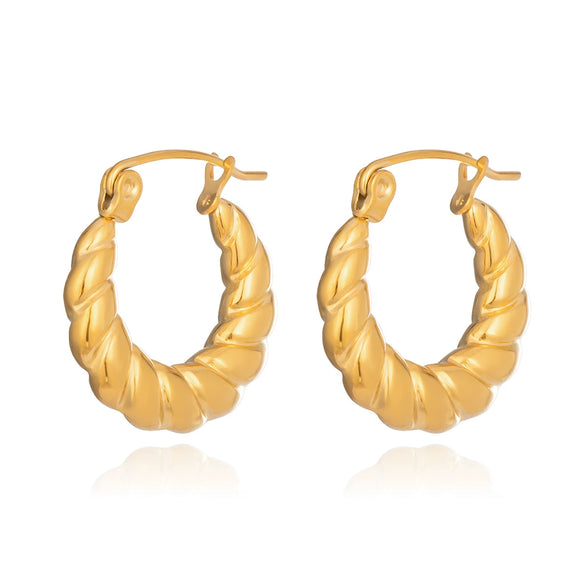 Wholesale Minimalist Hemp Texture Ushaped Stainless Steel Stud Earrings For Women With Pvd Furnace Vacuum Real Gold Plating