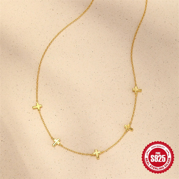 Wholesale Minimalist Hip Hop Cross Pendant Clavicle Chain For Women 925 Sterling Silver With Geometric Pattern And Electroplating