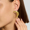 Wholesale Minimalist Ins Style Geometric Stainless Steel 18K Gold Plated Hammered Moon Earrings For Women
