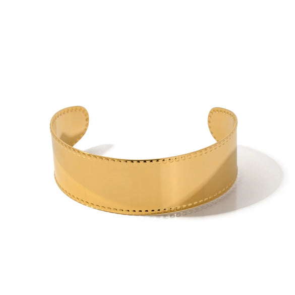 Wholesale Minimalist Ins Style Wide Surface Hollow Titanium Steel 18K Gold Plated Electroplated Geometric Bracelet