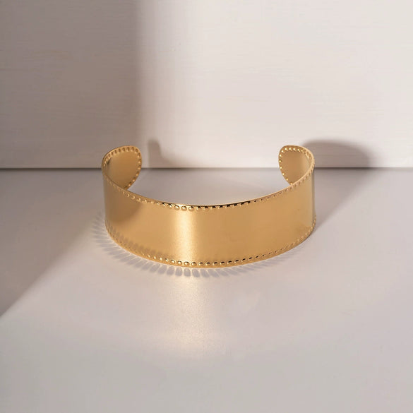 Wholesale Minimalist Ins Style Wide Surface Hollow Titanium Steel 18K Gold Plated Electroplated Geometric Bracelet