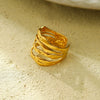 Wholesale Minimalist Irregular Geometric Opening Adjustable Stainless Steel Ring With Electroplating For Women