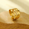 Wholesale Minimalist Irregular Geometric Opening Adjustable Stainless Steel Ring With Electroplating For Women