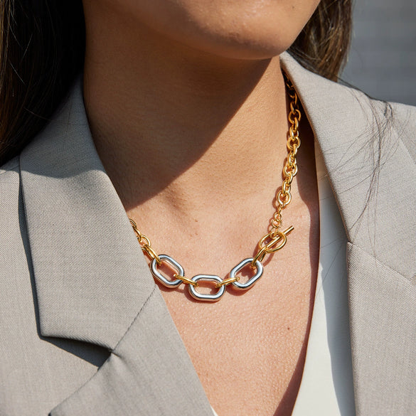 Wholesale Minimalist Light Luxury Geometric Stainless Steel Electroplated Necklace For Women