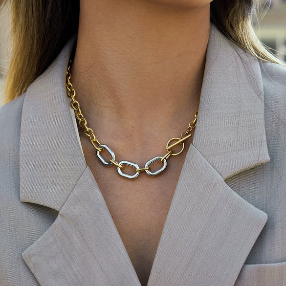 Wholesale Minimalist Light Luxury Geometric Stainless Steel Electroplated Necklace For Women