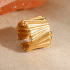 Wholesale Minimalist Light Luxury Stainless Steel Open Ring With Vertical Line Texture And Electroplating For Women