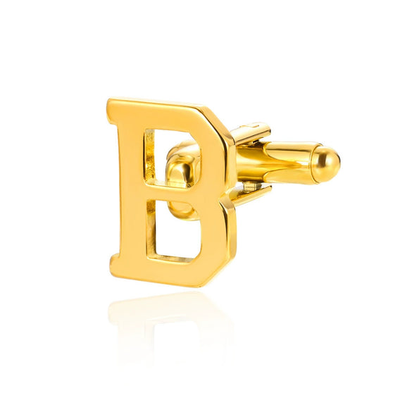 Wholesale Minimalist Men's Stainless Steel Clothing Cufflinks With Letters And Electroplating