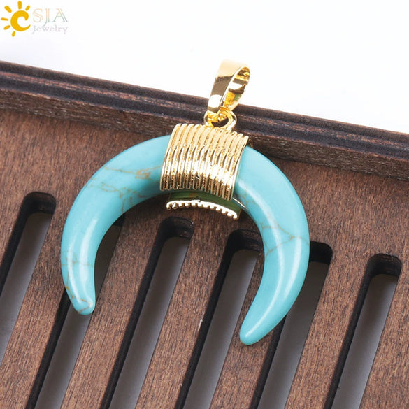 Wholesale Minimalist Natural Crystal Moonstone Semiprecious Stone Copper Buckle Pendant Jewelry With Electroplating