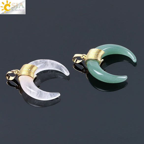 Wholesale Minimalist Natural Crystal Moonstone Semiprecious Stone Copper Buckle Pendant Jewelry With Electroplating