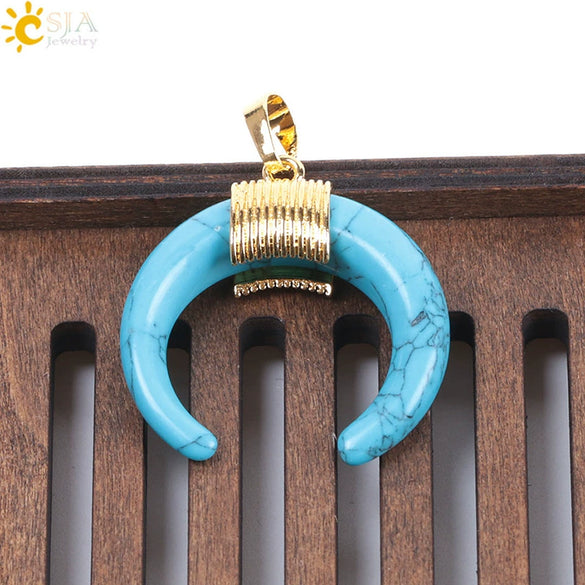 Wholesale Minimalist Natural Crystal Moonstone Semiprecious Stone Copper Buckle Pendant Jewelry With Electroplating