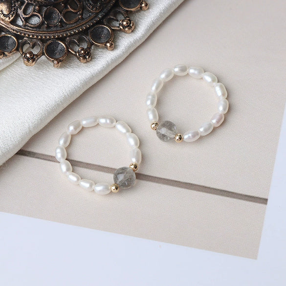Wholesale Minimalist Natural Freshwater Pearl And 14K Gold Ring Rice And Water Drop Shape