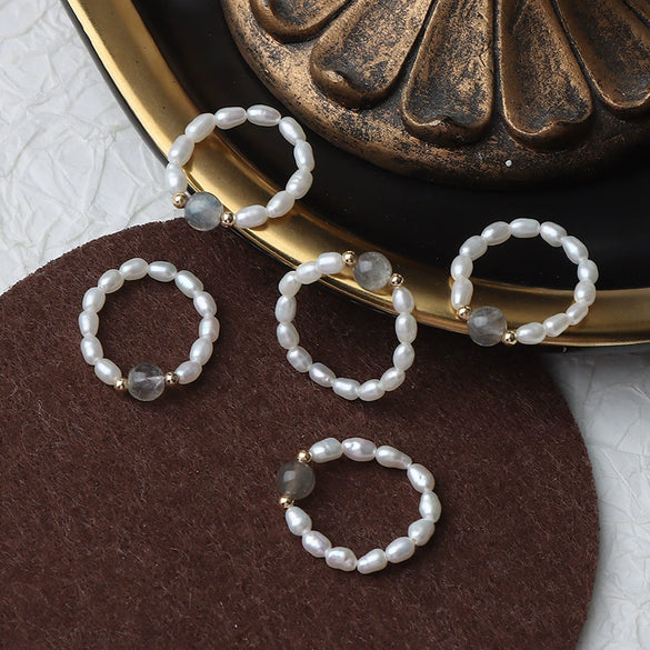 Wholesale Minimalist Natural Freshwater Pearl And 14K Gold Ring Rice And Water Drop Shape