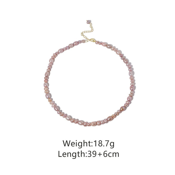 Wholesale Minimalist Natural Geometric Freshwater Pearl Clavicle Chain Necklace With Electroplating For Women