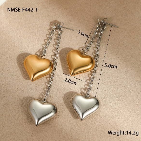 Wholesale Minimalist Niche Ins Wind Women's Stainless Steel 18K Plated Heart Shape Earrings