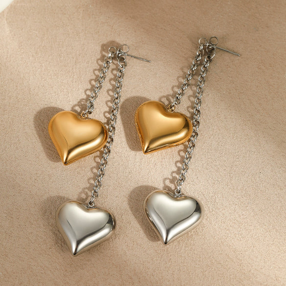Wholesale Minimalist Niche Ins Wind Women's Stainless Steel 18K Plated Heart Shape Earrings