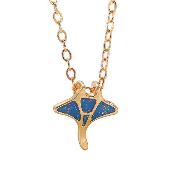 Wholesale Minimalist Oil Drip Animal Zodiac Manta Ray Necklace Made Of Copper For Teens And Unisex