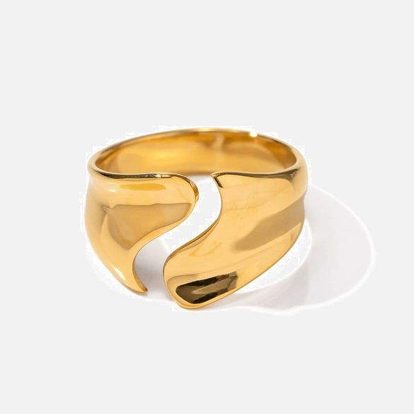 Wholesale Minimalist Open Arc Ring Titanium Steel Gold Plated Geometric Women's Jewelry