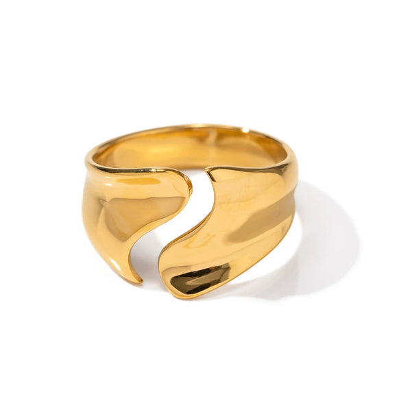 Wholesale Minimalist Open Arc Ring Titanium Steel Gold Plated Geometric Women's Jewelry