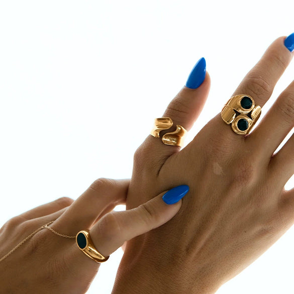 Wholesale Minimalist Open Arc Ring Titanium Steel Gold Plated Geometric Women's Jewelry