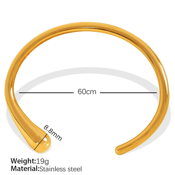 Wholesale Minimalist Open Water Drop 316L Stainless Steel Handmade Electroplated Bracelet For Women