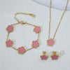 Wholesale Minimalist Plants And Flowers Style Titanium Steel 18K Electroplated Earrings Necklaces And Bracelets Set