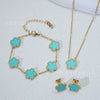 Wholesale Minimalist Plants And Flowers Style Titanium Steel 18K Electroplated Earrings Necklaces And Bracelets Set