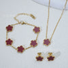 Wholesale Minimalist Plants And Flowers Style Titanium Steel 18K Electroplated Earrings Necklaces And Bracelets Set